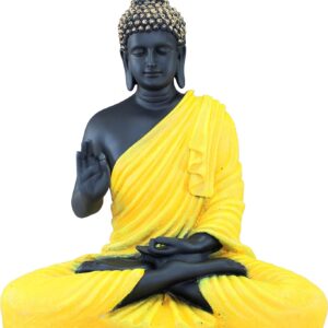 eSplanade Resin Meditating Buddha Showpiece | Home Decor | Idol Statue Figurine Murti | Tibetan Buddhist Statue - 14" Inches Height - Big Size