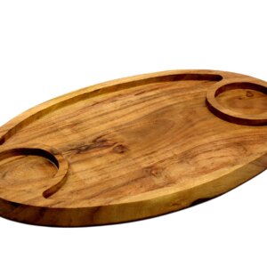 eSplanade Wooden Serving Tray Platter Tableware Serveware | Brown - 15" Inches