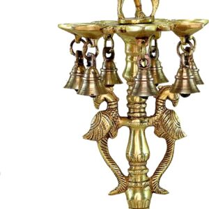 Brass Krishna Oil Lamp | Home Decor | Brass Diya Deepam Lamps | Kuthu Vilakku | Lamps for Home and Office - 16.5" Inches - Big Size