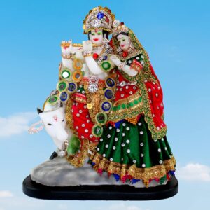 eSplanade - Radha Krishna Kishan Murti Idol Statue Sculpture - Resin (Radha Krishna with Cow)