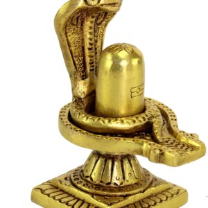 eSplanade Brass Shiv Ling Shiva Lingam with Sheshnaag Statue Idol Murti for home temple and Pooja - 4" Inches