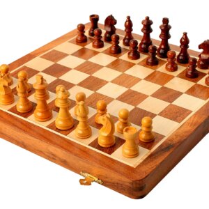 StonKraft Wooden Chess Game Board, Wooden Chess Pieces with Storage Slots (14" x 14" Inch)