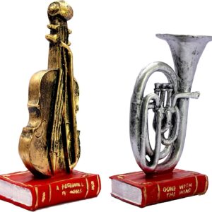 eSplanade Resin Violin and Trumpet Showpiece Statue Sculpture Figurine - Home Decor - Multicolour