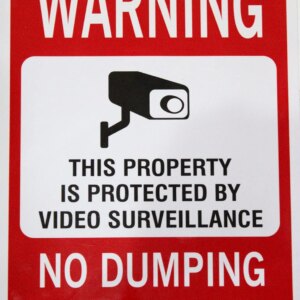 eSplanade Warning No Dumping Sign, Video Surveillance Sign Sticker Decal - Easy to Mount Weather Resistant Long Lasting Ink (Size 10"x14")