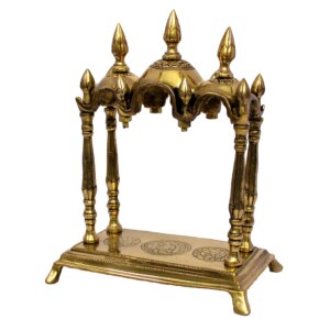 ESPLANADE - Brass 3 Domed Temple Mandir for Home - Puja Items - Home Decor - Golden - 11" Inches