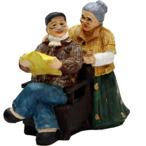 eSplanade Resin Dada Dadi Showpiece Brings Goodluck, Fengshui, Vastu for Home Decor - 6.75" Inches - Multi