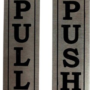 eSplanade Stainless Steel Push Pull Door Decal Stickers Sign | Push Pull Stainless Steel Sign - Easy to Mount Weather Resistant Long Lasting (Size 6" x 2")