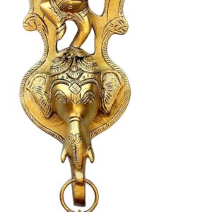 StonKraft - Elephant Face With Ganesha Door Knocker/Door Decor With Brass Bell For Door and Wall Decor