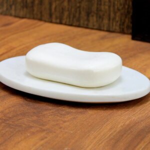 KLEO White Marble Stone Soap Dish Soap Holder Bath Accessories Bathroom Accessories (Oval)