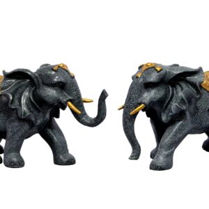 eSplanade Resin Elephant Pair Sculpture or Showpiece Feng Shui Vastu Brings Goodluck Home Decor (1620)