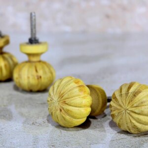 eSplanade Cupboard Drawer Door Knobs - Set of 4 | Wooden-Plastic Drawer Handles Cabinet Cupboard Pulls Almirah Hooks - Diameter 4 cms (Wooden Yellow)