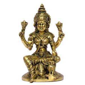 eSplanade Brass Laxmi Lakshmi Goddess Murti Idol Statue Figurine Sculpture | Pooja Idols - Home Decor | Golden - 6.75" Inches