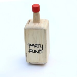 IVEI Smart Bottle Shaped Wooden Piggy Bank - Party Fund - Party Savings Bank - Coin Bank Box for Adults - Orange