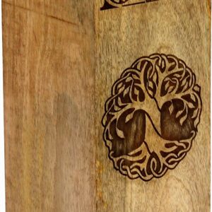 eSplanade Wooden Cremation Urn Memorial Jar Pot Container | Full Size Urn for Funeral Ashes Burial | Tree of Life Engraved Wooden Urn | Beige - 10" Inches