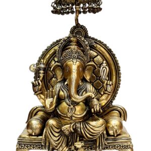 eSplanade Brass - Ganesh Ganesha Ganpati Vinayak with Singhasan Showpiece -18" inches | Big Size - Murti Idol Statue Sculpture | Pooja Articles