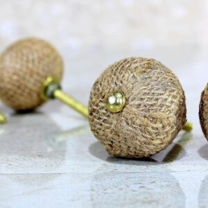 eSplanade Cupboard Drawer Door Knobs - Set of 4 | Wooden-Plastic Drawer Handles Cabinet Cupboard Pulls Almirah Hooks - Diameter 4 cms (Jute Brown)