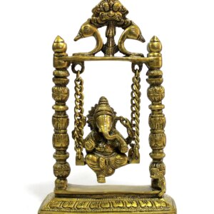 eSplanade - 9" Premium Ganesha Idol on Brass Swing | Brass Ganesha | Brass Showpiece Collectible Handicraft | Pooja Items for Home | Home Decor | Brass Decor