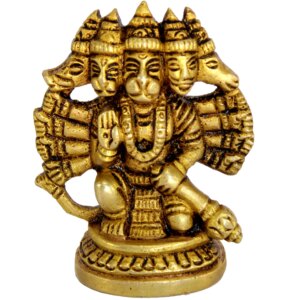 eSplanade Brass Panchmukhi Hanuman Anjaneya Pavan Putra Bajrangbali Idol Murti Moorti Statue (2.5 Inch)