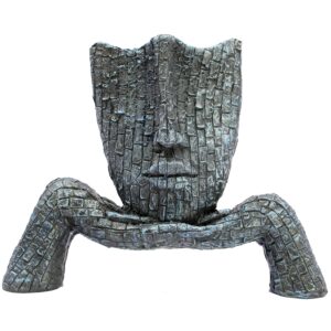 ESPLANADE Human Face Sculpture Showpiece - Zen Face Expressions Statement Piece | Home Decor | Resin - Blue - 8.5" Inches