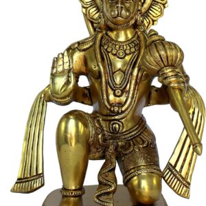 eSplanade Brass Panchmukhi Hanuman Anjaneya Pavan Putra Bajrangbali Maruti Idol Murti Moorti Statue - 7 inches