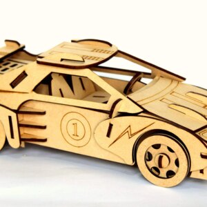 StonKraft 3D Wooden Puzzle Sports Car - Wooden, DIY, Build your own, Construction Toy, Modeling Kit | MDF Toys Car