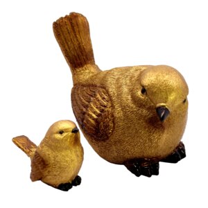 eSplanade Resin Baby Bird with Mother Sparrow Showpiece | Decorative Showpieces Items - Brown - 5.5" Inches