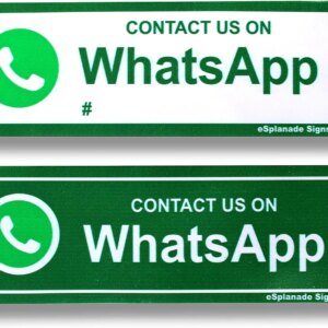 eSplanade CONTACT US ON WhatsApp Sign Combo Sticker Decal - Easy to Mount Weather Resistant Long Lasting Ink Size (9" x 3")