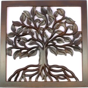 eSplanade Tree of Life Wall Hanging Showpiece | Decorative Items - Home Decor | Wood - Brown - 16" Inches