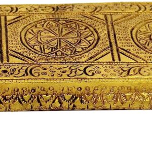 ESPLANADE Brass Engraved Pooja Chowki Antique Peetha Peeta God's Stool - Puja Articles - Golden - 8.5" Inches