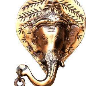 eSplanade VZN285 Ganesha Face Wall Hanging with Bell, Yellow