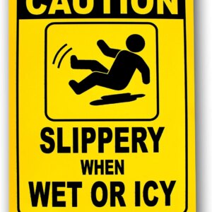 eSplanade Caution - Slippery When Wet Or Icy Sign Sticker Decal - Easy to Mount Weather Resistant Long Lasting Ink (Size 12"x9")