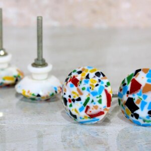 eSplanade Cupboard Drawer Door Acrylic Knobs - Set of 4 | Drawer Handles Cupboard Pulls Almirah Hooks | Acrylic Plastic - Diameter 4 cms (Multi)