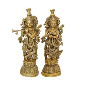 eSplanade - Brass Radha Krishna - Big Size - Brass Radha Idol Statue Sculpture (21") (Radha Krishna Antique)