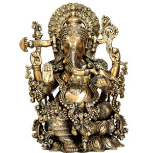 eSplanade Brass Ganesh Ganesha Ganpati Vinayak Showpiece -15.5" inches - Big Size | Murti Idol Statue Sculpture