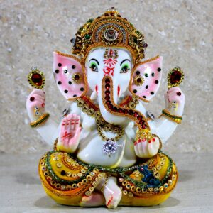 eSplanade Resin Ganesha Ganesh Murti Idol Statue Sculpture - Multi-colour - 9" Inches