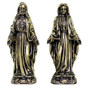 eSplanade Brass Jesus Christ and Mother Mary Idol Statue Sculpture - 5.75 inches | Holy Statue of Christians