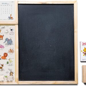 IVEI Black Board with Metal Board and Calendar for Kids - Bulletin Board/Black Board with Metallic Panel and Calendar for Fun Learning Kids Activity, Room Decor - Notice Board