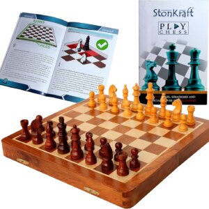 StonKraft Wooden Chess Board Game set with Wooden Magnetic Chess Pieces (12" X 12" Inches)