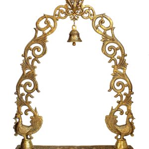 eSplanade Colored Brass Temple Arch Stand Singhasan Darbar for Idol Statue Sculpture (Very Big 46") | for Radha Krishna, Shivji, Ram Mandir, Gopal Laddoo, Balaji, Ganesh Idols etc (Golden)