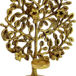 ESPLANADE Brass Tree of Life Diya Sculpture Decorative Show Piece - Home Office Decor - Spiritual Items | Golden - 8.5" Inches