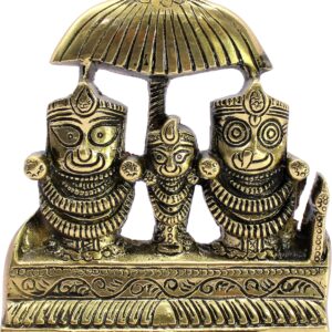 eSplanade Brass Puri Jagannath Balaram and Subhadra Maa Idol Murti Statue Sculpture - Golden - 5.25" Inches (5.25" Inch)