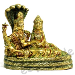 eSplanade Brass Lord Vishnu Laxmi in Ksheer Sagar Lakshmi Narayan Murti Idol Statue Sculpture | Pooja Idols - Home Decor | Multicolour - 6.5" Inches