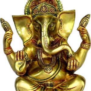 eSplanade 7.5" Ganesha Brass Showpiece | Home Decor | Ganesh Ganesha Ganpati Ganapati Murti Idol (Sitting Ganesha)