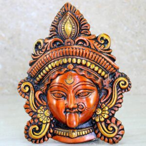 eSplanade Brass Kaali Ma Wall Hanging - 7.25 inches | Kali Maa Kali Mata Face Wall Hanging Idol Statue Sculpture