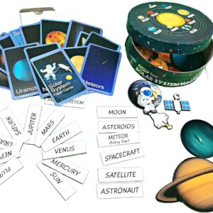 MFM TOYS Solar System Magnets with Junior Edition Flashcards (3mm Thick Magnetic pieces)