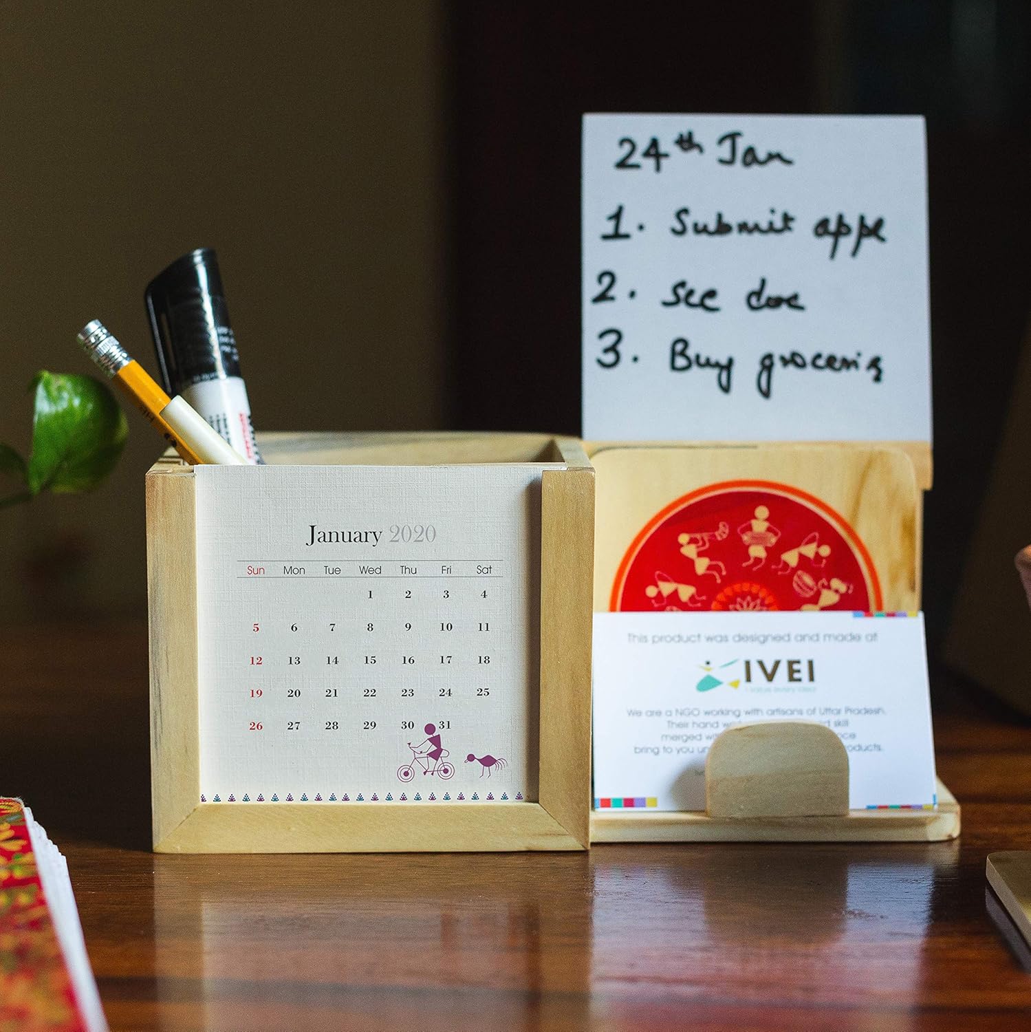 IVEI warli Multi-Utility Calendar Desk Organizer